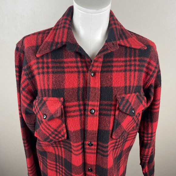 Vintage CHIPPEWA SMALL BUFFALO PLAID HUNTING WOOL BUTTON FRONT WINTER SHIRT - Picture 10 of 10